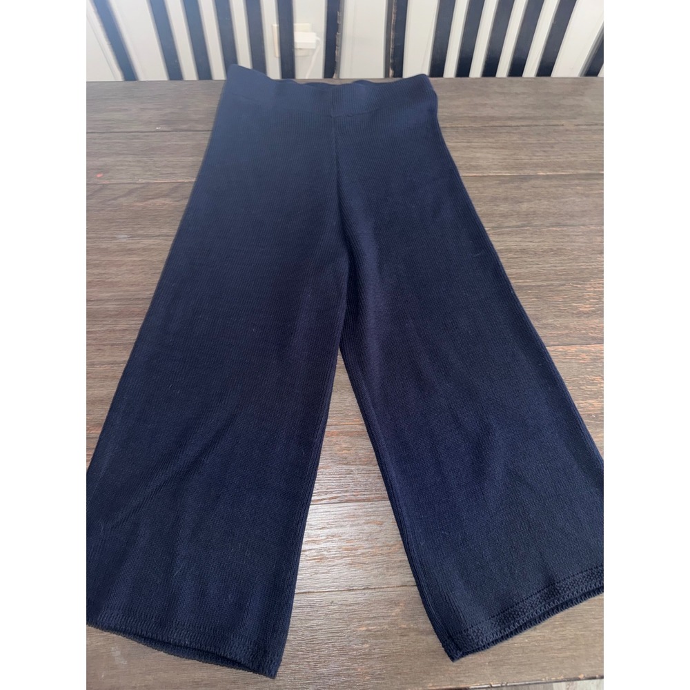Sincerely Jules Navy Blue Knit Wide Leg Pants Ribbed Lounge Trousers XL ST797SP